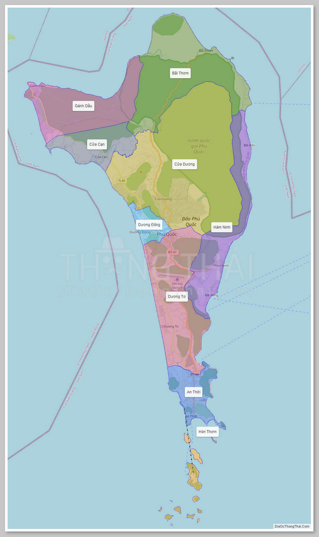 Bản đồ hành chính thành phố Phú Quốc